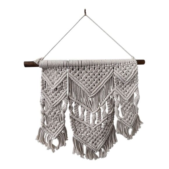 VNTG Macrame Wall Hanging Boho Hippie Groovy Handmade Textile Art 1970's Era - Picture 5 of 9